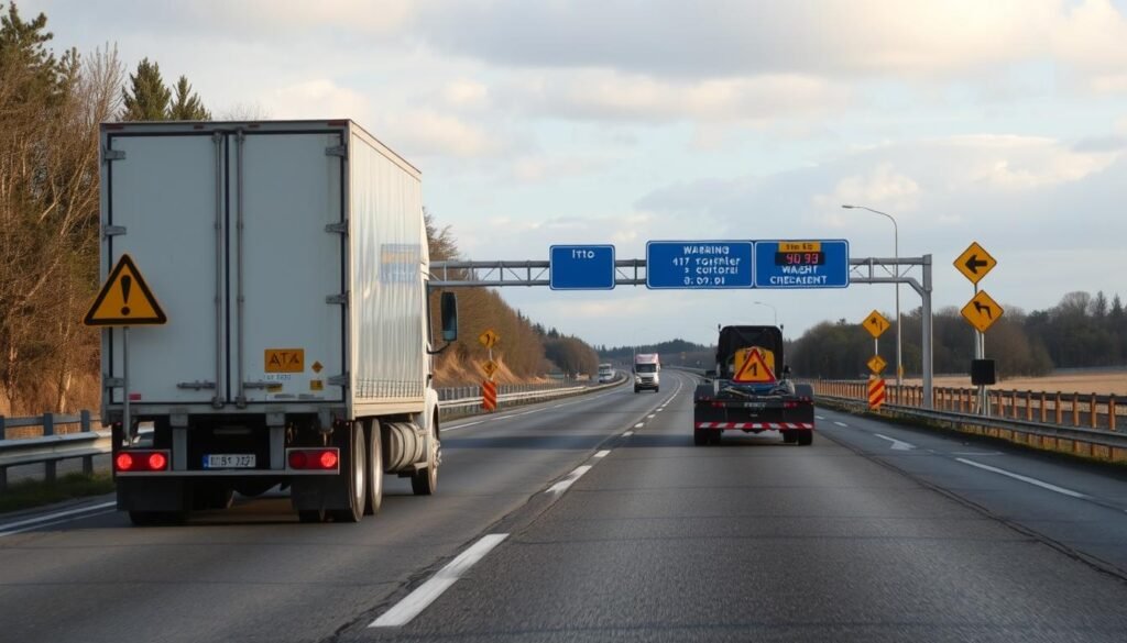Ciężarówka przejeżdżająca przez punkt kontroli wagi