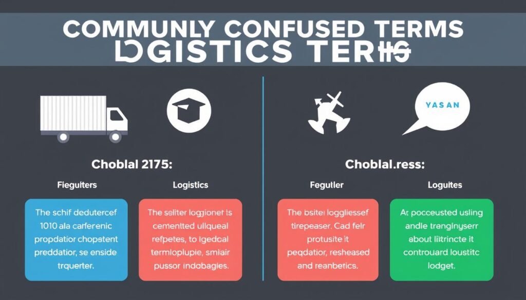Infografika przedstawiająca najczęściej mylone pojęcia logistyczne