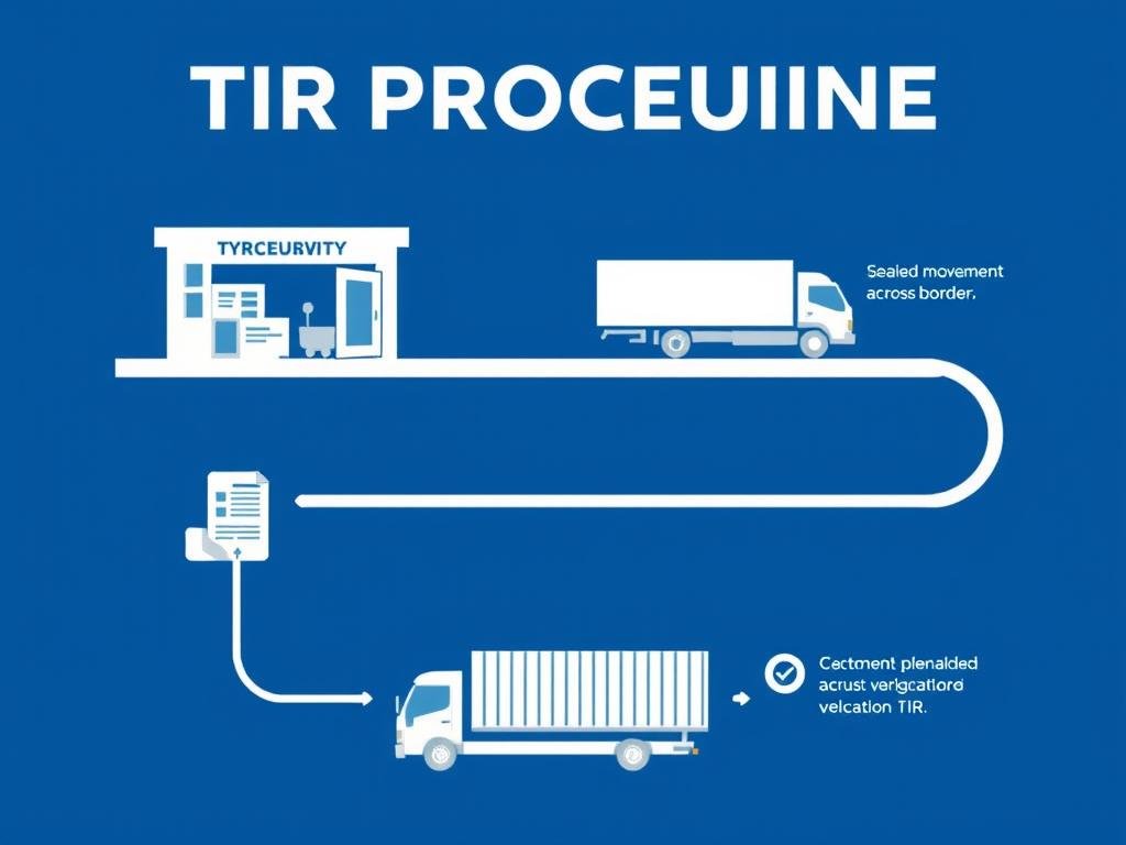 Schemat procedury TIR pokazujący przepływ towarów przez granice